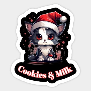 Cookies & Milk - Christmas Cat - Winter Holiday Sticker